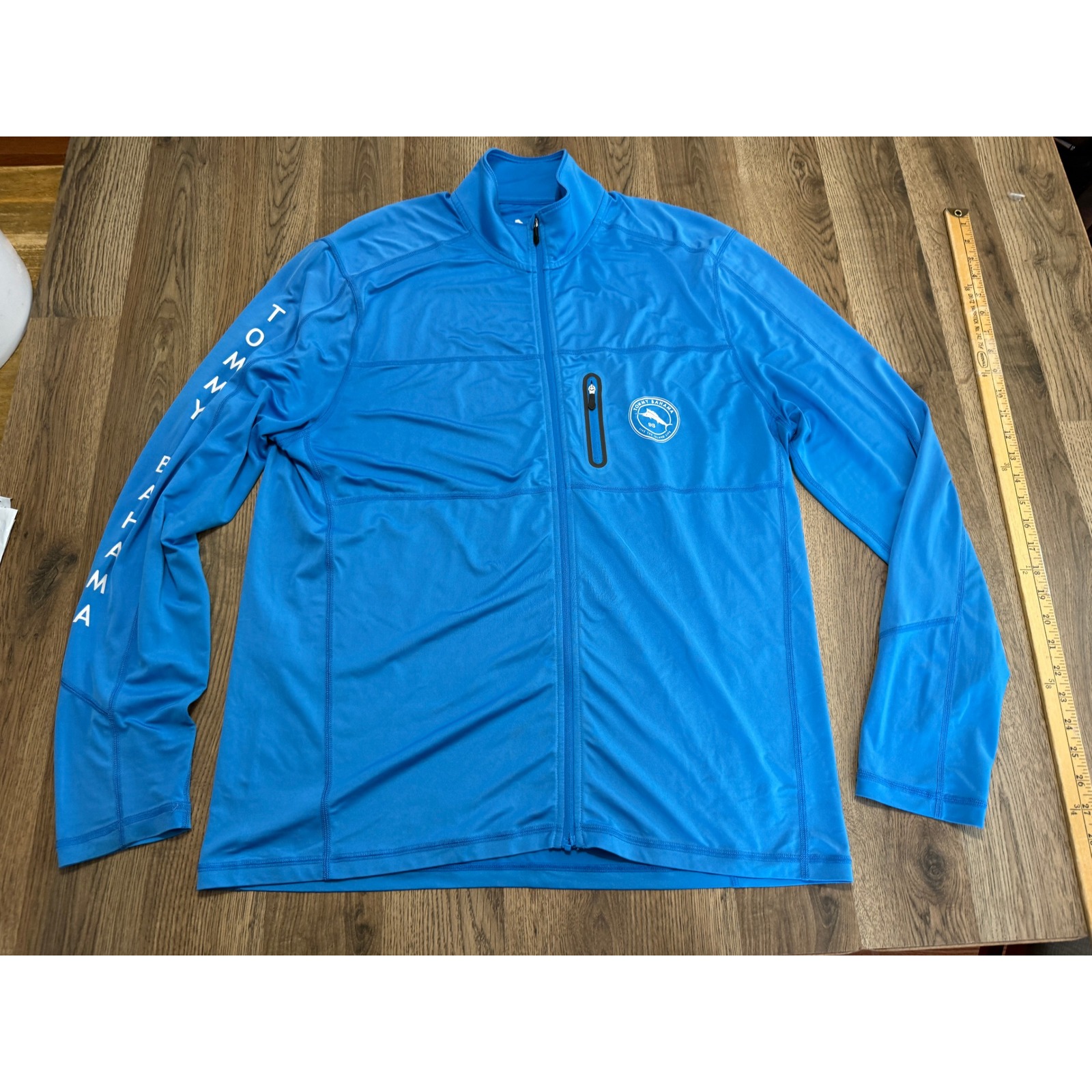 Tommy Bahama Mens Blue Full Zip Performance Jacket Upf 30 Mock Neck Medium